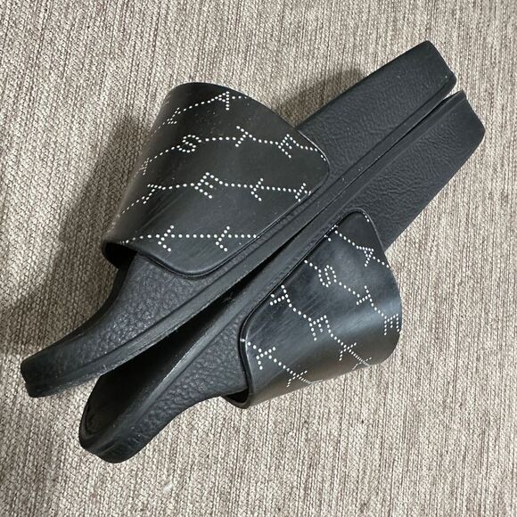 STELLA MCCARTNEY Black Rubber Monogram Logo Open Toe Slide Sz IT37 - Picture 6 of 9